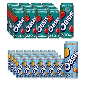 Oasis Summer Fruits, Frutta Esotica Senza Zucchero 330ml UK Importato Consegna Gratuita Veloce - Foto 1 di 4