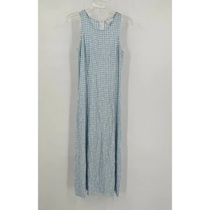 Sandrea Damen Kleid S blau Gingham Daisy ärmellos Cottagecore Picknick Midi - Bild 1 von 7