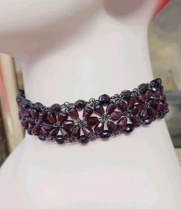 Vintage Glass Garnet Choker Necklace - Picture 1 of 9