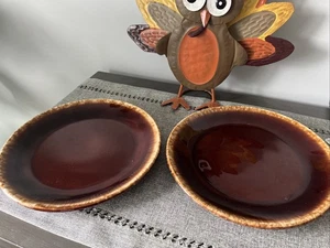 Vintage Braun Tropfglasur Keramik Teller 10" 2er Set - Bild 1 von 5