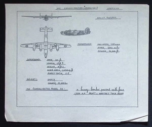 Original WWII Consolidated B-24 Liberator Recognition Drawing – American - Picture 1 of 3