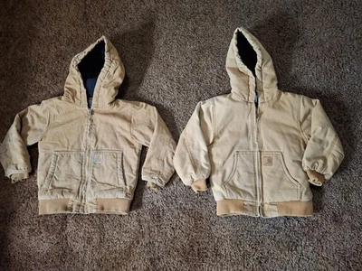 Chaqueta de Lona Marrón Juvenil Carhartt Abrigo con Capucha Aislado Talla XS Talla 6 ¡Lote de 2!! Foto 1 de 4