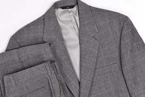 Vintage Hagger Washable Gray Plaid Check Suit 40 R Pants 32x28 - Picture 1 of 19