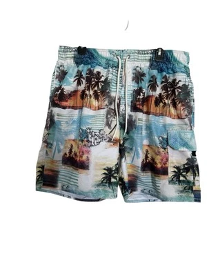 Croft & Barrow Swim Trunks Board Shorts Nautical Hawaiian Beach Palm Trees SizeL - Image 1 of 4