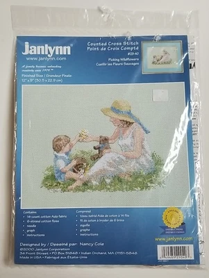 Janlynn Picking Wildflowers Counted Cross Stitch Kit #29-40 Mother & Son NIP  - Image 1 of 4