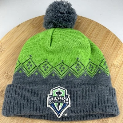 Seattle Souders FC Beanie Hat Cap OSFM Adidas Green Knit Pom MLS Soccer EUC - Image 1 of 4