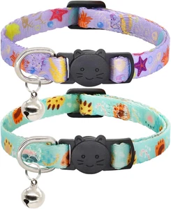 Collar de gato, paquete de 2 collares separables con campanas, hebilla de seguridad collares de gatito para - Imagen 1 de 5