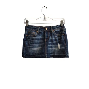 Aeropostale 00 Distressed Dark Wash Denim Women's Mini Skirt - Picture 1 of 6