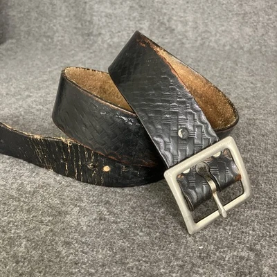 Cinto de guarnição masculino vintage feito à mão 30 - 42 ajustável preto cesta ocidental tecido - Imagem 1 de 4