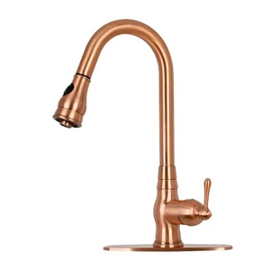 Akicon Single-Handle Pull-Down Sprayer Kitchen Faucet in Copper - Picture 1 of 8