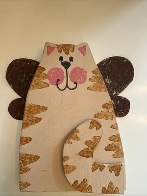 VTG Wood And Metal Hanging Cat Primitive Decorations G07 - Image 1 of 3