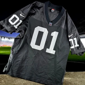 Vintage Nike Raiders NFL Jersey Men 2XL 01 Football Black Oakland LA Las Vegas - Picture 1 of 11