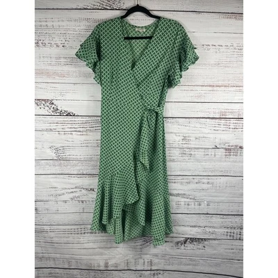 Vestido Max Studio Para Mujer Medio Verde Envolvente Manga Acampanada Volantes Midi Corbata Cintura Foto 1 de 4