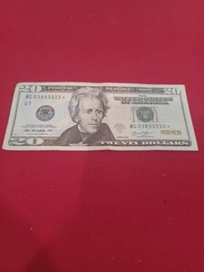 2009 $20 Dollar Bill Star Note Rare Serial Number #03893333 Lot 17 - Picture 1 of 2