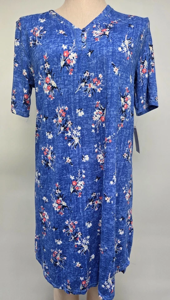 Nuevo con etiquetas Camisón Croft & Barrow Mujer Manga Corta Tejido Poliéster Azul Floral Foto 1 de 4