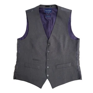 Taylor & Wright Grey Striped Smart Formal 2 Pocket Waistcoat Men's M 40" - Picture 1 of 4
