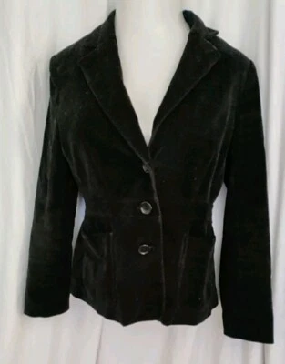 Blazer Banana Republic Usado Chaqueta Ajustada Mujer 12 Negro Elástico Algodón Terciopelo Foto 1 de 4