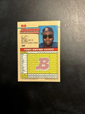 C55c #50 Tony Gwynn, San Diego Padres 1992 Bowman Foto 1 de 2