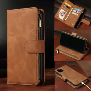 Zip Leather Case Coins Purse Wallet Cover for Samsung S24 S23 S21 FE S22 A14 A55 - Picture 1 of 57
