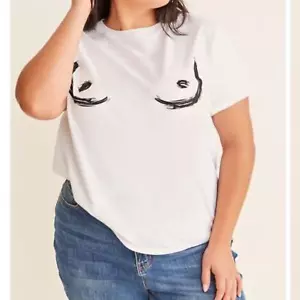 Forever 21 plus size 0X breast graphic knit t-shirt short sleeve crew neck boobs - Picture 1 of 12