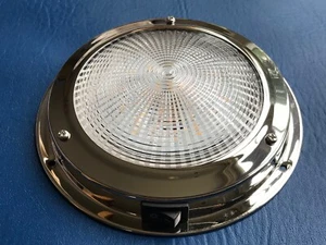 LED Dome light 12V Stainless Interior 168mm Warm Boat Yacht Caravan Horsebox - Picture 1 of 2