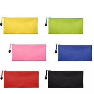 6 Pieces 6 Colors Zipper Waterproof Bag Pencil Pouch for Cosmetic Makeup Bills O - Picture 1 of 9