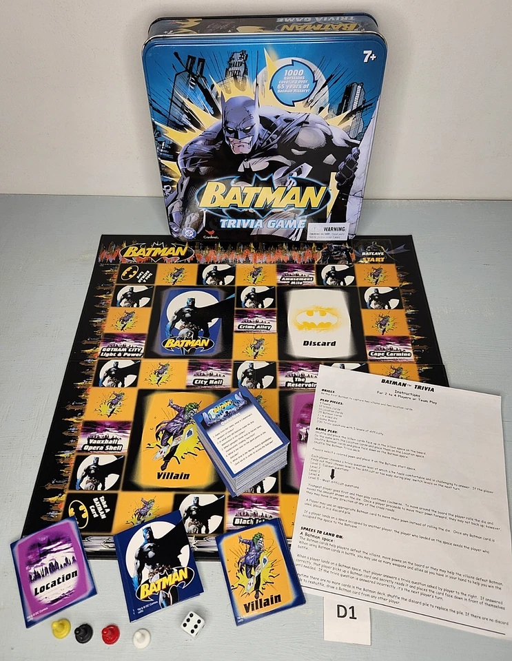 2005 CARDINAL INDUSTRIES BATMAN TRIVIA GAME TIN CASE EXCELLENT & COMPLETE D1 - Image 1 of 4