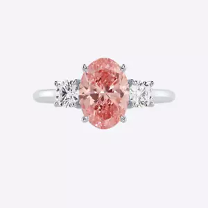 Oval Ring 18K White Gold IGI Fancy Vivid 2.00 Carat Lab Grown Diamond Size 6 7 - Picture 1 of 12