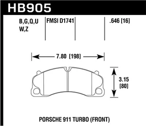 Hawk Performance HB905U.646 DTC-70 Disc Brake Pad Fits 14-19 911 - Foto 1 di 2