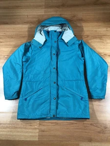 LL Bean Womens Aqua Penobscot Parka Small Jacket Double Zipper Made In USA - Picture 1 of 6