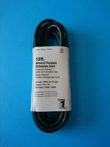 Power First 15 Fuß Allzweck-Verlängerungskabel Innenbereich 16 Stärke 13 Ampere 1625 WT - Bild 1 von 6