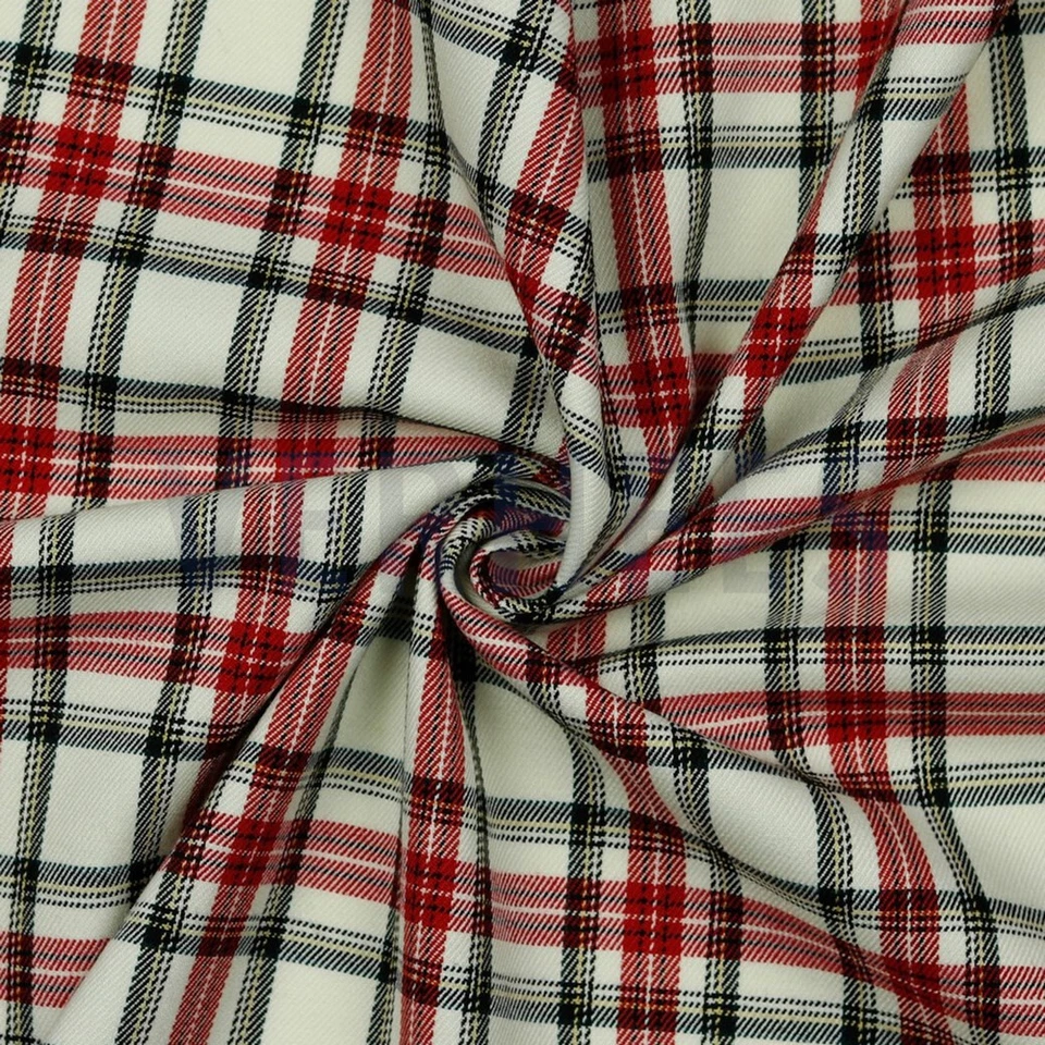 SCHOTTENKARO KLEIN Stoff Glencheck Tartan Kilt SCHWARZ auf ECRU EUR 13,98/m - Bild 1 von 1