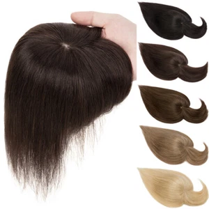 Real Human Hair Topper 100% Remy Hair Toupee Clip in Top Hairpiece For Women - Picture 1 of 125