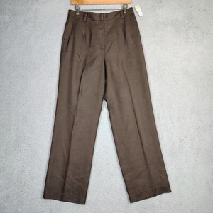 Talbots Pants Women's 12 Brown Silk Wool Blend Straight Leg Classic Vintage NWT - Picture 1 of 13