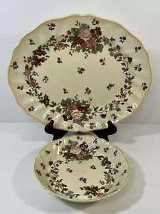 VINTAGE ROYAL DOULTON WILDFLOWER D5273 LARGE OVAL SERVING DISH AND BOWL FLORAL - Picture 1 of 11
