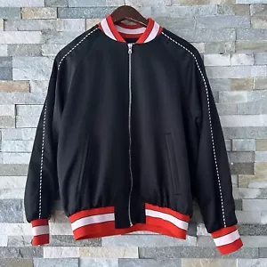 Sandro Satin Karma Bomber Jacket Embroidered Souvenir Size 2 Women’s - Picture 1 of 9