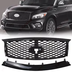 For 2015-2017 Infiniti QX80 Front Bumper Upper Grille With Bumper Face Bar Trim - Picture 1 of 9