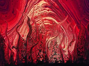 Quadro acrilico arte lava eruzione vulcano cattedrale di Madame Pelé - Foto 1 di 1