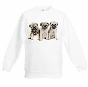 Pug Puppies Dog Children's / Kids Unisex Sweatshirt Jumper - Cute Gift Present - Picture 1 of 1