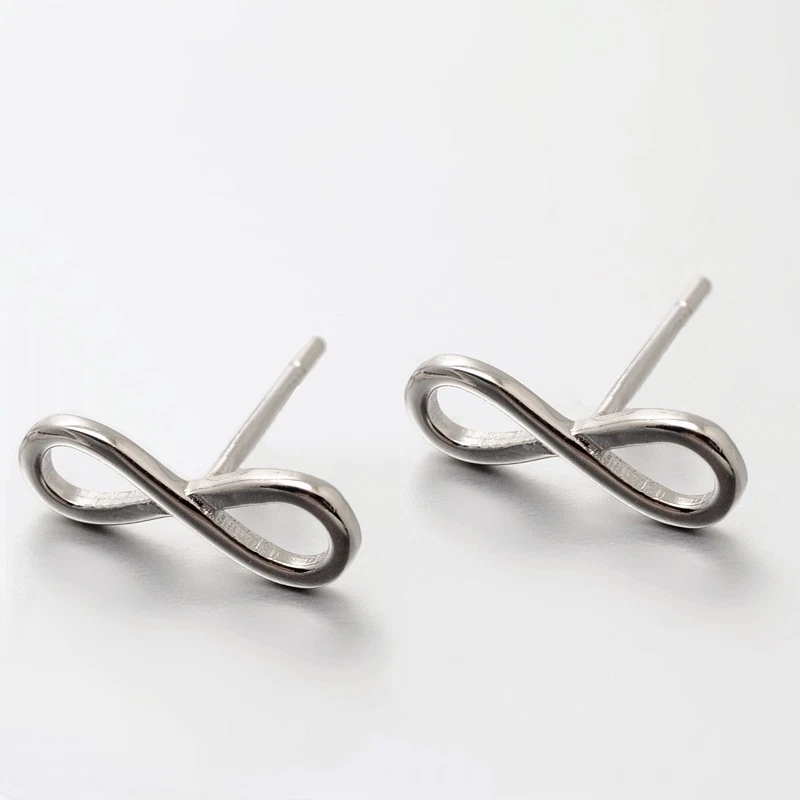 INFINITY / ETERNITY Stud earrings-Solid 925 Sterling silver-12 mm-Butterfly nuts - Image 1 of 1