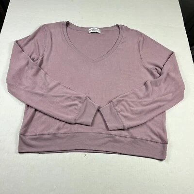 Pulôver feminino Wildfox gola V moletom manga longa malha macia XL roxo - Imagem 1 de 4