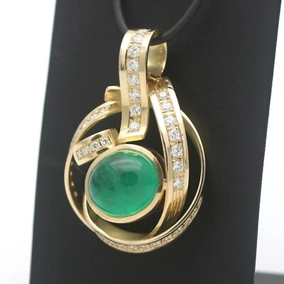 Anhänger 750 Gold 18 Kt Gelbgold Smaragd 12 ct Diamant Brillant Wert 29000,- - Bild 1 von 4