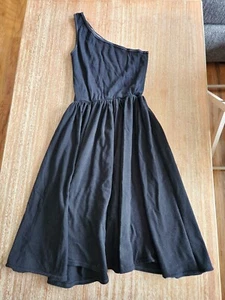 American Apparel schwarz einschulteriges Baumwollkleid Betriebssystem Midi S M L Einheitsgröße Y2K - Bild 1 von 1