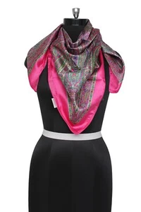Sushila Vintage Pink Women Scarf Blend Silk Printed Paisley Stole 39" x 38" - Picture 1 of 7