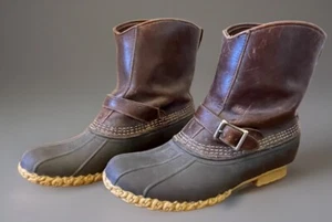 Vintage LL BEAN MAINE HUNTING BOOTS Mens 9 Chocolate Leather Duck USA * READ - Picture 1 of 17