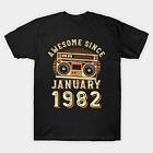 Birthday Quote, Awesome Since January 1982 Cool Birthday 80S T-Shirt Size S-5Xl