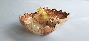 BEAUTIFUL CERAMIC DOUBLE SIDED BOWL WITH YELLOW BIRD DECORATION GOLD TRIM c1930s - Picture 1 of 7