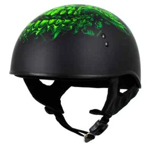 Hot Leathers 1030 DOT Approved Black 'Shredder' Motorcycle Skull Cap Half Helmet - Bild 1 von 11