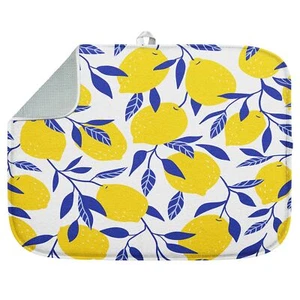 Absorbent Dish Drying Mat Summer Tropical Yellow Lemons Fruit Microfiber Pad ... - Picture 1 of 7