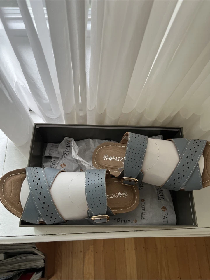 PATRIZIA Asymetrical Slide NWB Size 7.5/8 Blue - Image 1 of 4